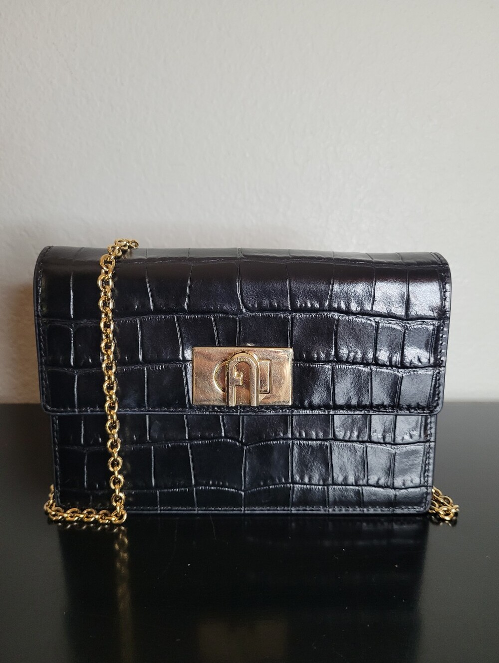 Furla 1927 croc mini crossbody bag - Picture 2 of 11